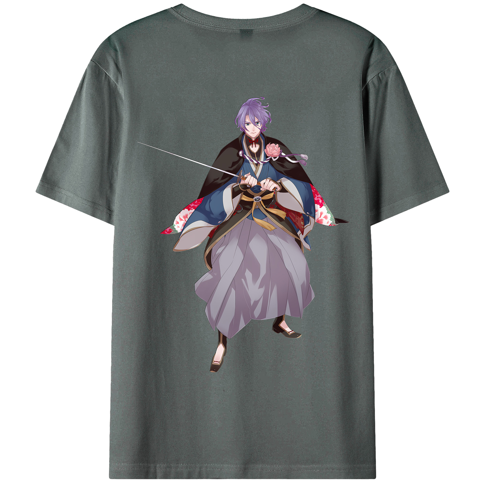 （画像用） 刀剣乱舞 Touken Ranbu 綿100％ メンズ半袖Tシャツ（バックプリント） 通気性